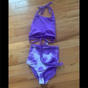 Coral reef high waisted swim set size small